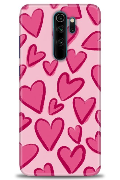 Xiaomi Redmi Note 8 Pro Case Hd Printed Case - Pink Heart + Full Screen Protector