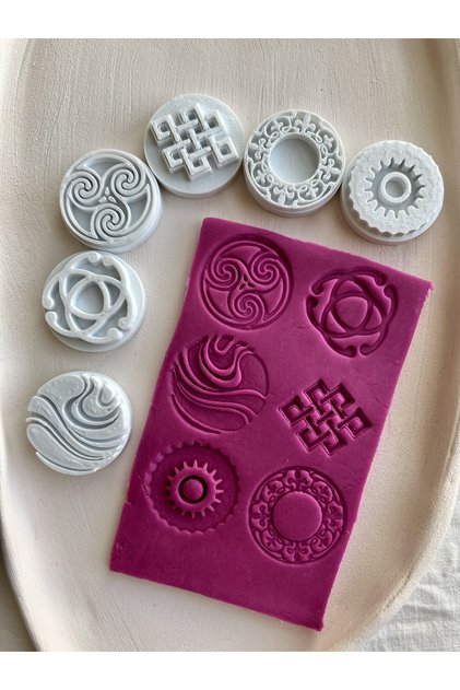 Nordic Pattern Ceramic Polymer Clay Cookie Seal Set 6 Pieces