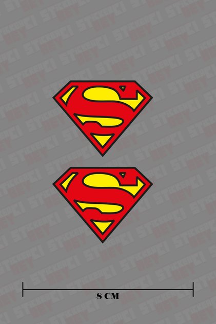 2 Adet Süpermen Renkli Baskılı Sticker Seti Otomobil - Motosiklet - Bilgisayar Sticker Kaplama