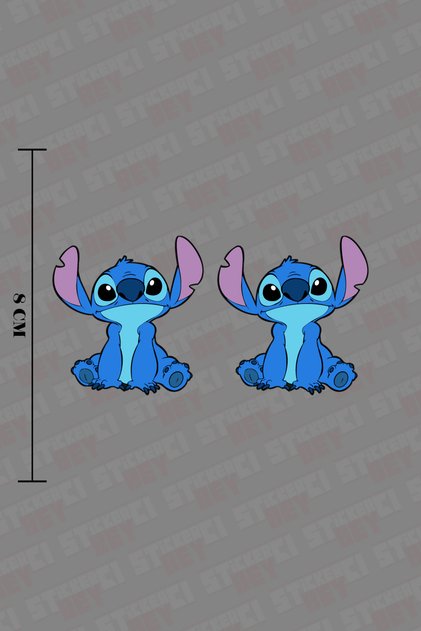2 Adet Stich Renkli Baskılı Yeni Sticker Seti Otomobil - Motosiklet - Bilgisayar Sticker Kaplama