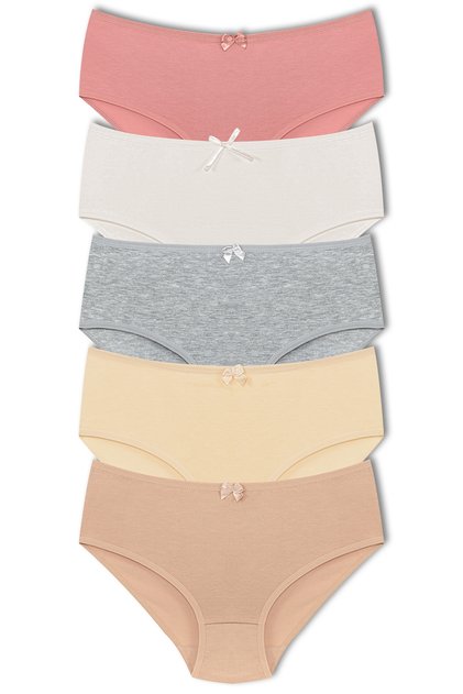 5-Piece Cotton High Waist Large Size Bato Women's Panties