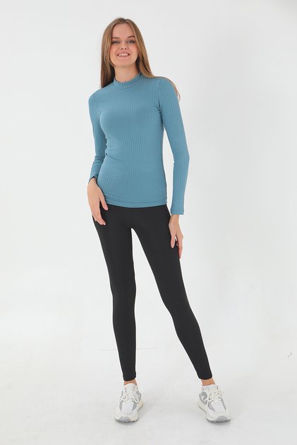 Women's Report Camisole Turtle Neck Blouse Petrol Blue