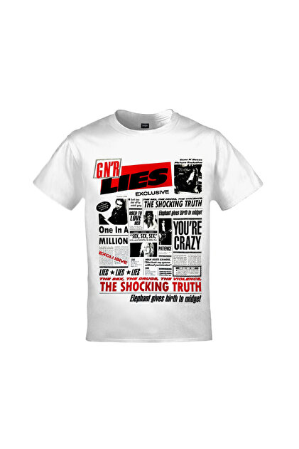 Orijin Tekstil Guns N Roses Lies Exclusive Baskılı Unisex Beyaz