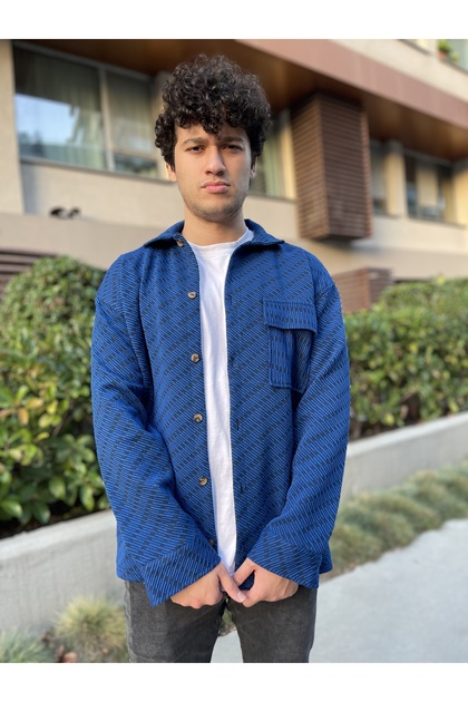quilted winter men's shirt lumberjack shirt with single pocket flap