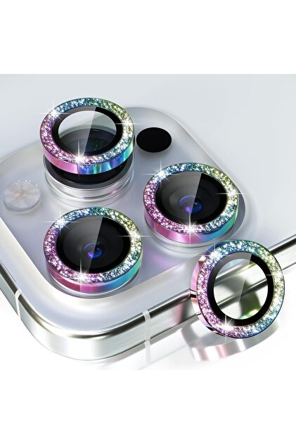 EDELFU iPhone 15 Pro / iPhone 15 Pro Max için Simli Parlak Kamera