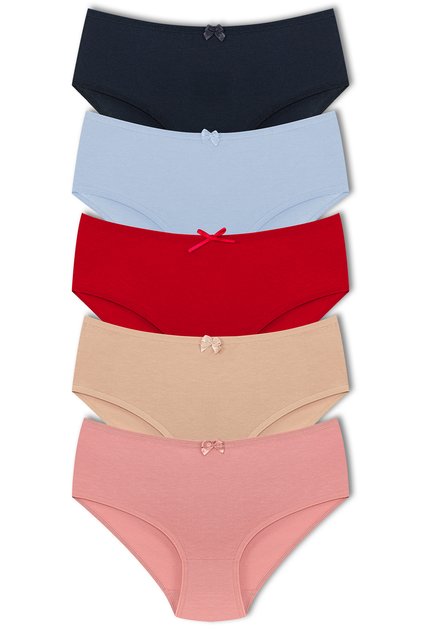 5-Piece Cotton High Waist Large Size Bato Women's Panties