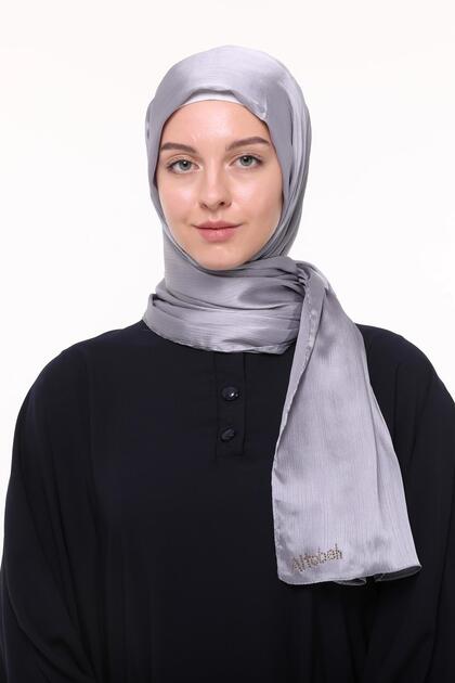 Women's Plain Shiny Luxury Yoryo Satin Chiffon Evening Dress Shawl - Grey