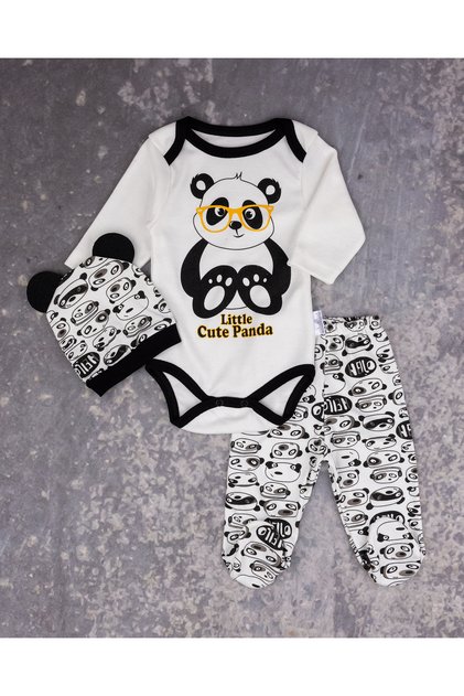 Unisex Baby Panda Printed Bodysuit Set 100% Cotton 3-9 Months