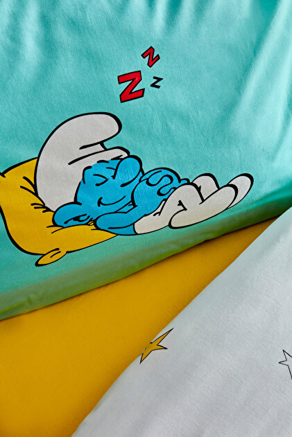 SMURFS スマーフ シングル　寝具セット Karaca Home Smurfs Sleepy Smurf - 100% Cotton Single Duvet Cover