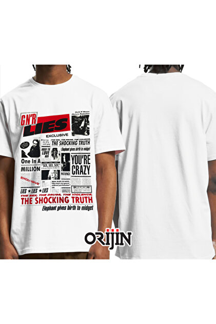 Orijin Tekstil Guns N Roses Lies Exclusive Baskılı Unisex Beyaz