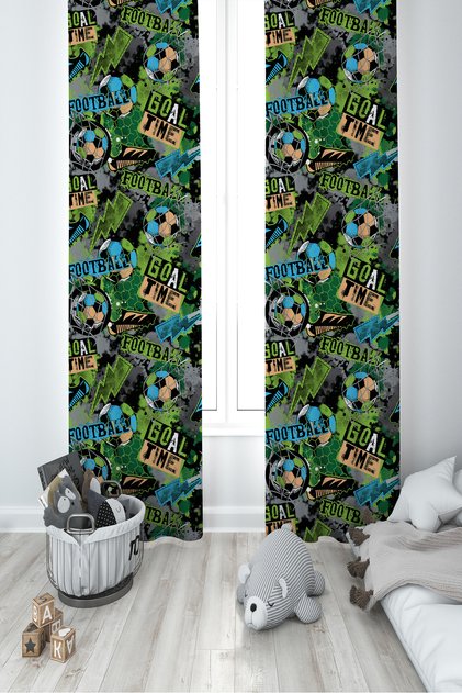 Baby and Children's Room Football Pattern 2 Wings Background Curtain Ybp-8348