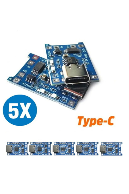 Tp4056 5 Adet Ters Akım Korumalı Tp4056 18650 Type C Lityum Pil Şarj Devresi Type-c