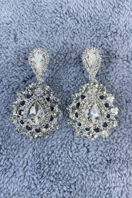 Silver Drop Model Big Small Stone Henna Wedding Engagement Earring – Bijoux Earring, Stylish Design – Bijoux Earring