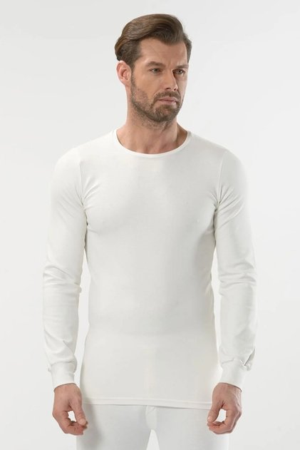 2 Pieces Interlock Crew Neck Long Sleeve Men's Thermal Top 100% Cotton