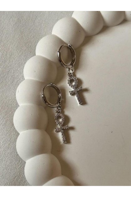 Silver Mini Ankh Küpe