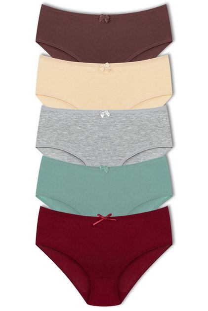 5-Piece Cotton High Waist Large Size Bato Women's Panties