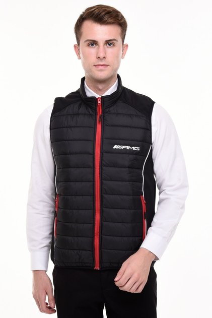 Inflatable Vest Lined Mercedes AMG Model Rail Pattern Black Men