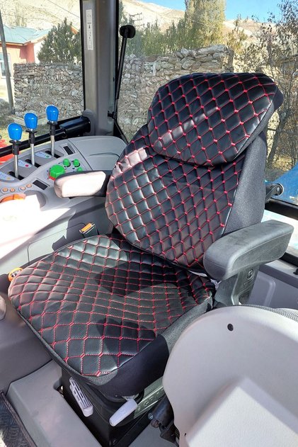 Kabinli Traktör Koltuk Kılıfı, Iş Makinesi Koltuk Kılıfı - 3 Parça- Kapitone - Siyah- Bb-989