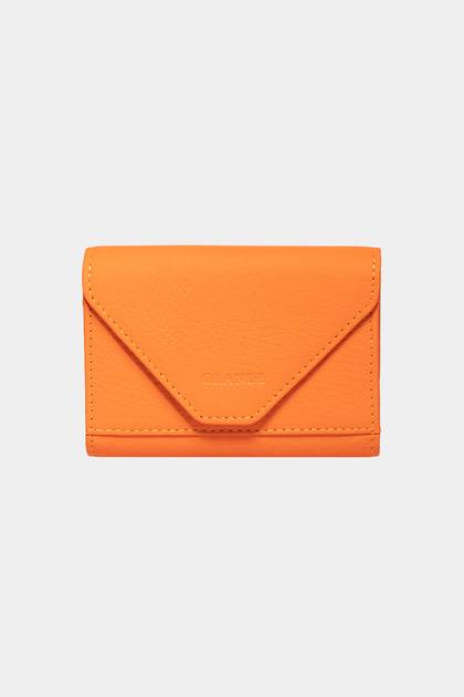 3639 Genuine Real Leather Women Men Magnetic Accordion Wallet Card Holder Orange