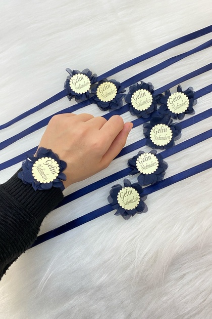 Navy Blue Bridesmaid Bracelet and Arm Ribbon, Henna Night Bride to Be Bachelorette Party 10 Pieces