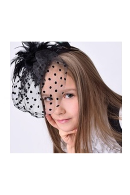 VUALET GIRL'S KEP-BLACK VUALET,CAP,NICKAH HAT,WEDDING KEP,KIDS ACCESSORY HAT,WITH BUCKLE