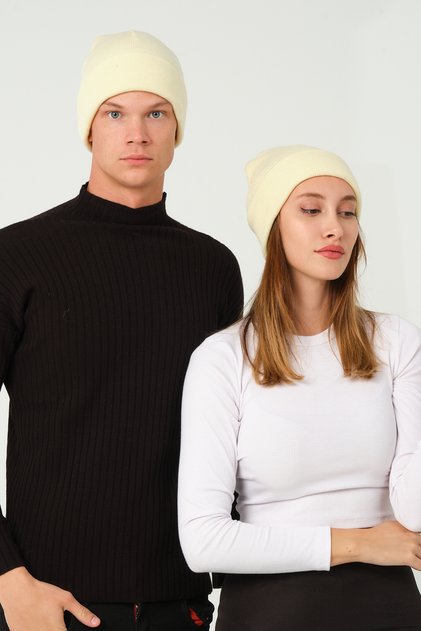 Unisex Winter Folded Beanie Single Cream