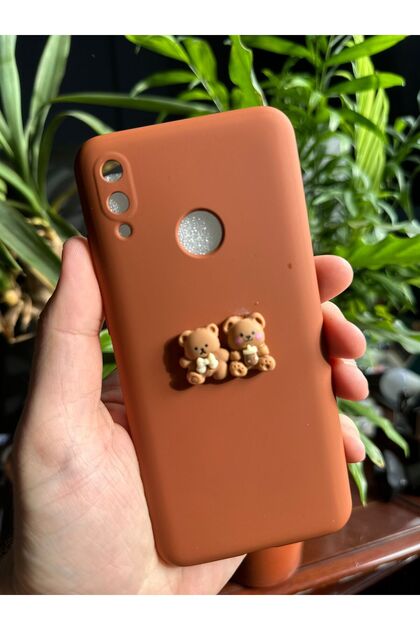 Huawei P Smart 19 Compatible Velvet Inside Launch Teddy Bear Design Silicone Phone Case