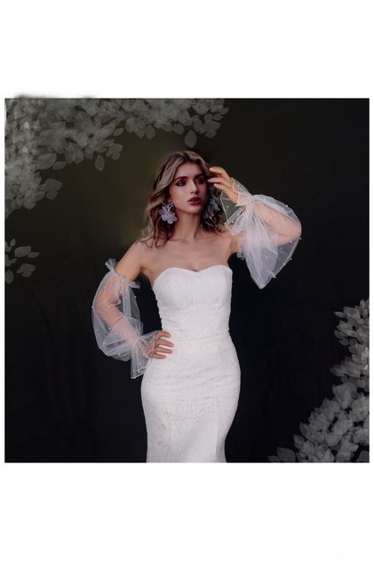Elegant 65cm Long Wedding Gloves Full Fingerless Soft Tulle White Bridal Gloves Wedding Dress Accessory