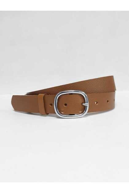 100% Genuine Leather Women's Belt with Silver Buckle