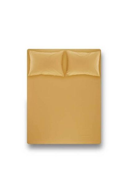 AYZEN HOME Pamuklu Gold Rengı Lastıklı Carsaf ve Yastık Setı - 2