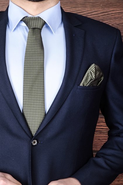 Men's Khaki Handkerchief Tie
