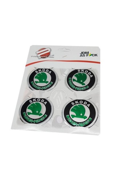 Skoda Alüminyum Yapıştırma Jant Göbeği Yeşil 4'lü 60mm 4lü