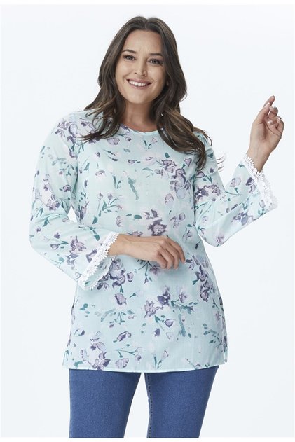 Long Sleeve Thin Lace Striped Tunic