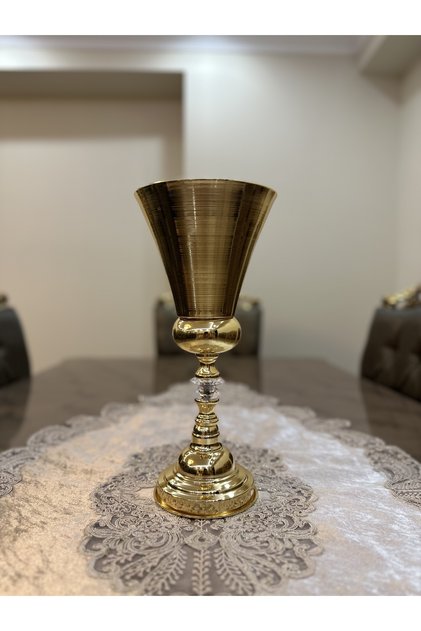 Dekoratif Gold Renkli Taşlı Kupa Vazo Söz Nişan Düğün Konsept Aksesuar