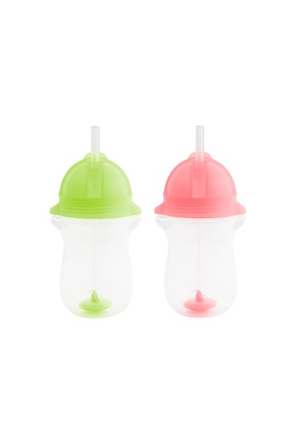 Click Lock Spout Drinking Cup with Straw, 12 months, 296ml, Green & Pink, Pack of 2