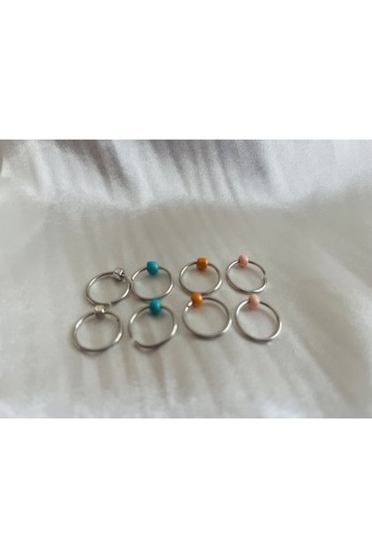 Soft colors silver hair earrings