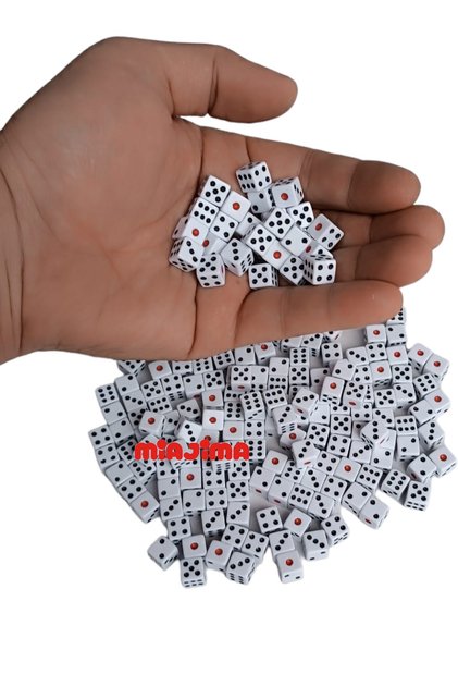 Imported Melamine 9 MM Backgammon Dice with Red Dots and Cornered Sides 24 Pieces