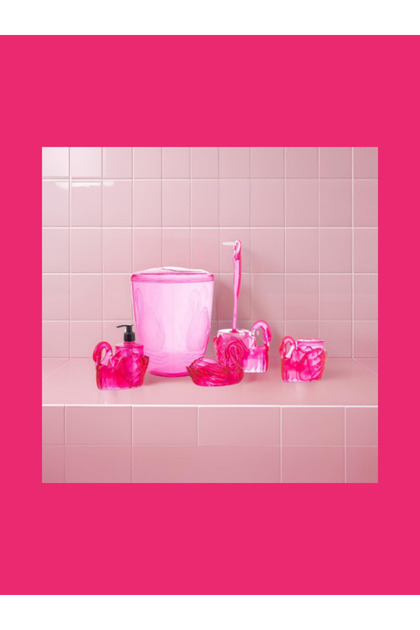 Akrilik 5'li Kuğu Banyo Seti Akrilik Pembe 5 Parça