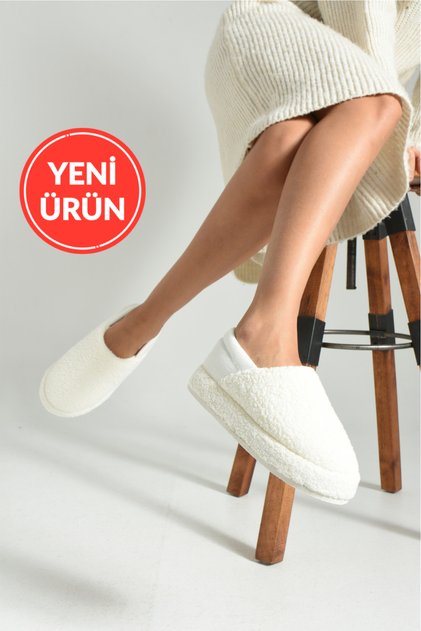 Kadın Lastikli Kaymaz Taban Peluş Ev Botu Panduf Kadın Panduf Ev Botu Ev Ayakkabısı Stc419