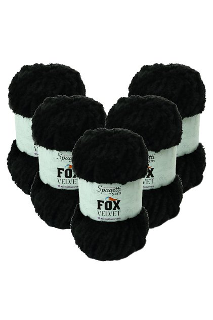 Fox Velvet 5'Li Black Velvet Hand Knitting Yarn