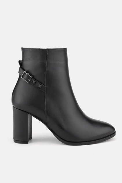 Women's Black Genuine Leather Size 35-41 Heeled Boots & Booties