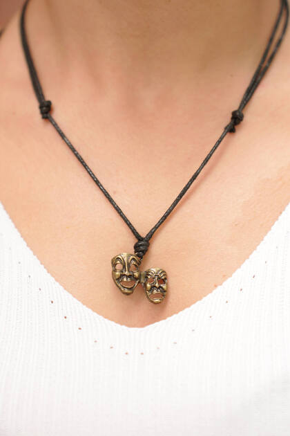 Unisex Bronze Color Theater Themed Adjustable Necklace