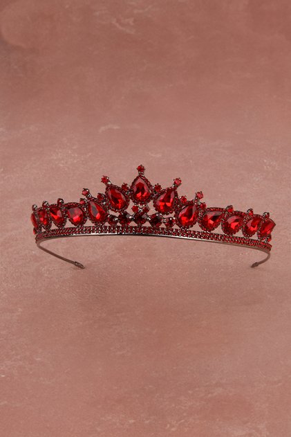 Rhinestone Look Crystal Stone Bridal Crown Crystal Stone Henna Night Crown Burgundy