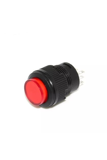 MR-180B 16MM YAYLI BUTON KALMASIZ KIRMIZI 3V LEDLİ PLASTİK