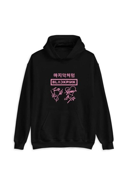 Oversize Blackpink Signed Hooded Sweatshirt Unisex Black