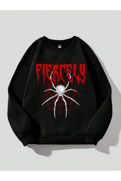 Coolane Spider & Letter Grafică, Hanorac cu căptușeală termică, Negru