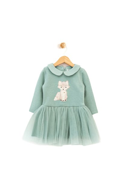 Cute Fox Appliqued Baby Girl Tulle Skirt Dress