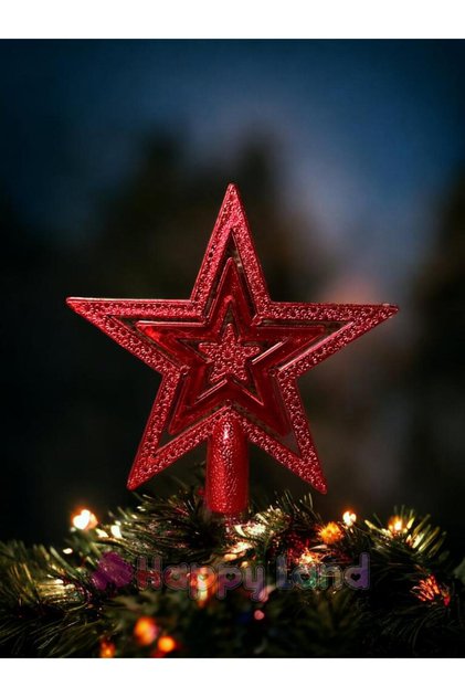 Christmas Tree Ornament Red Mini Peak Star 10 cm Christmas Pine Tree Peak Star Mini