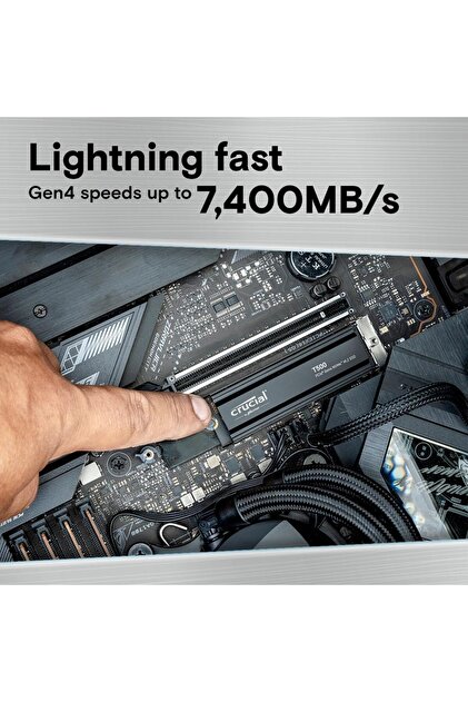 Crucial T500 1TB M.2 SSD（PCIe Gen4 NVMe） Crucial T500 1TB Gen4 NVMe M.2 Dahili Oyun SSD, 7300 MB/sn'ye