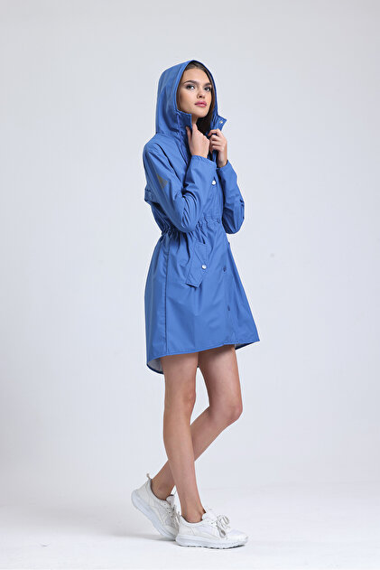T Rain Stay Dry Mavi Kadın Yağmurluk - Fiyatı, Yorumları